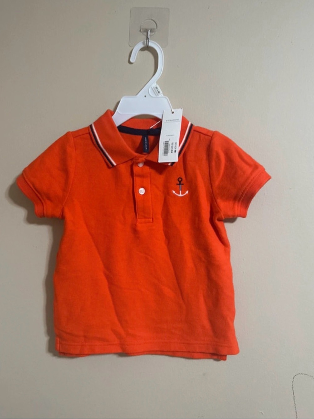 Janie and Jack Bright Orange Polo with Anchor Detail